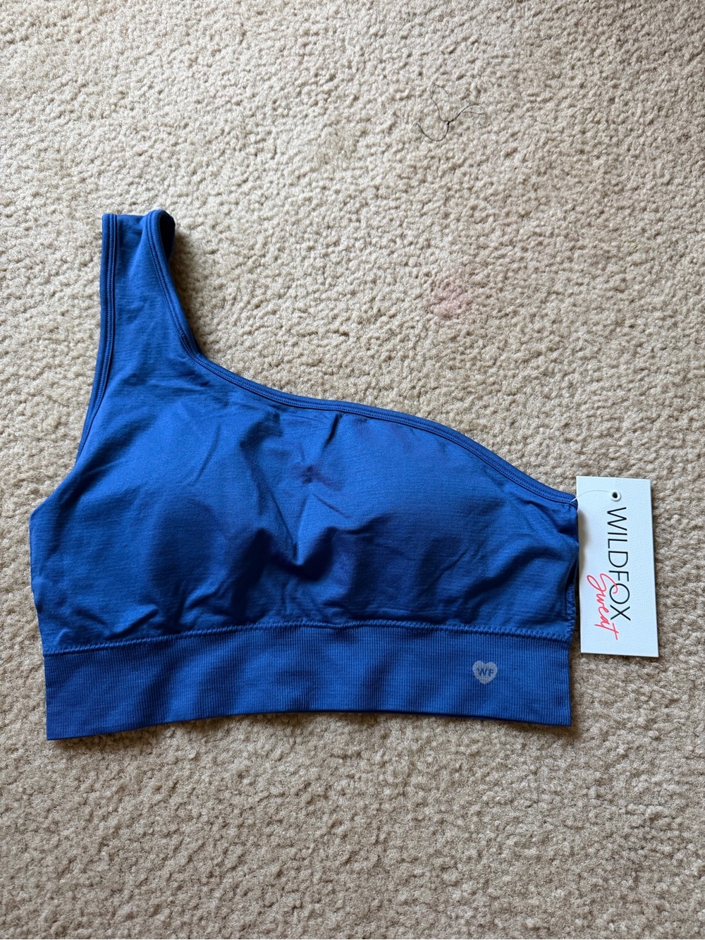 Wildfox One-Shoulder Seamless Sports Bralette in Cobalt